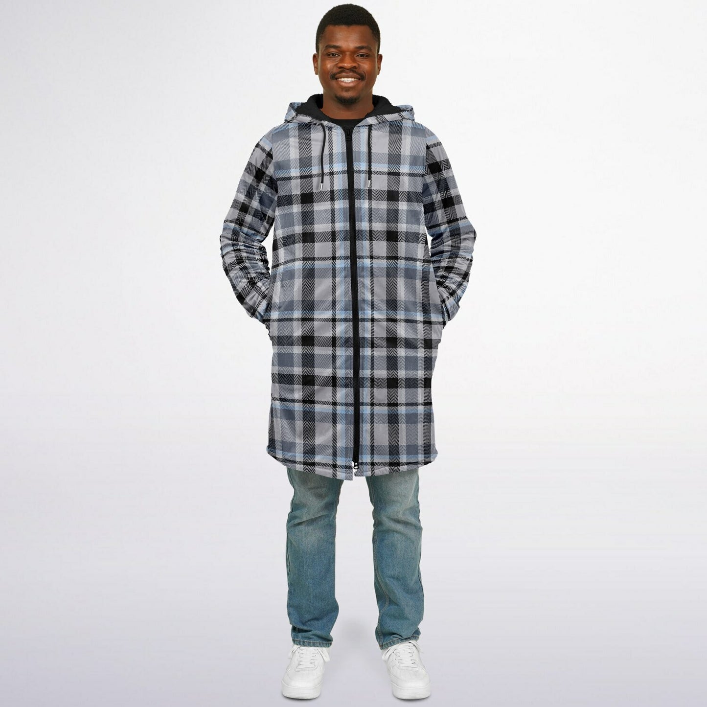 Zipper Cloak - Grey Plaid
