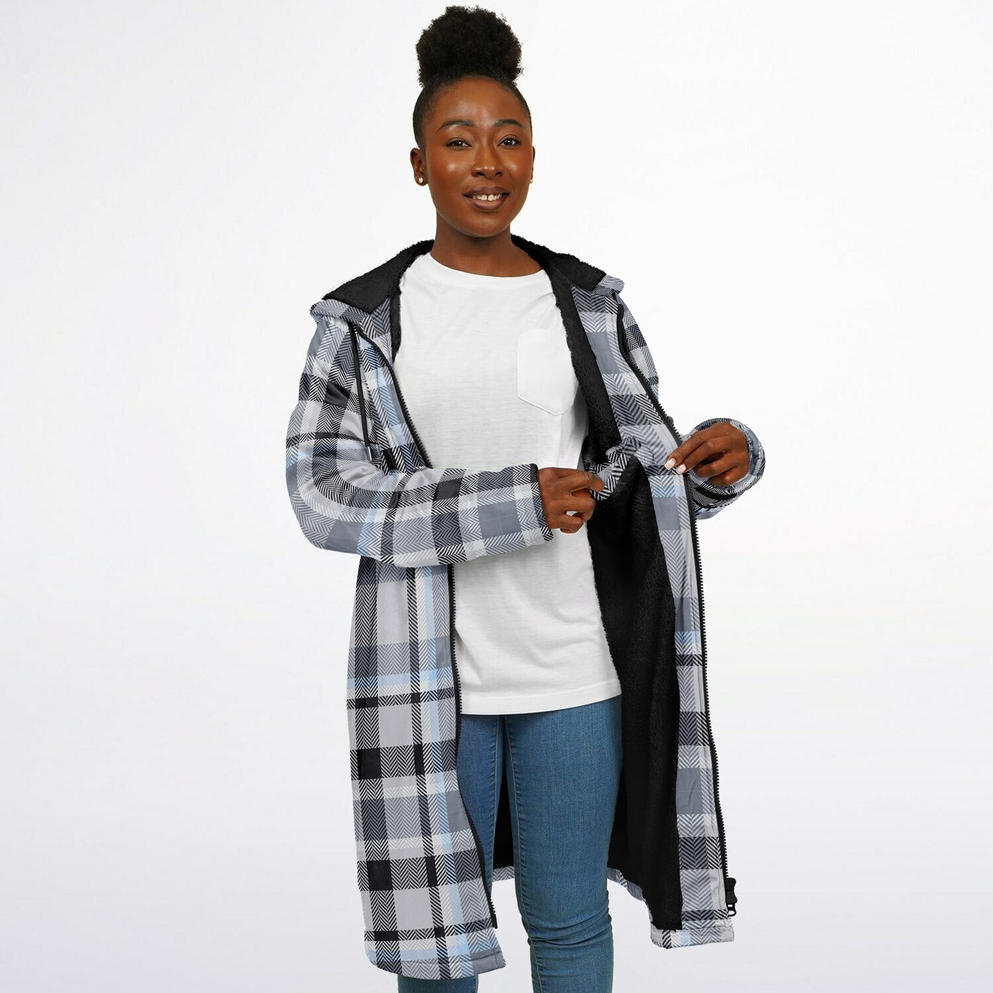 Zipper Cloak - Grey Tartan