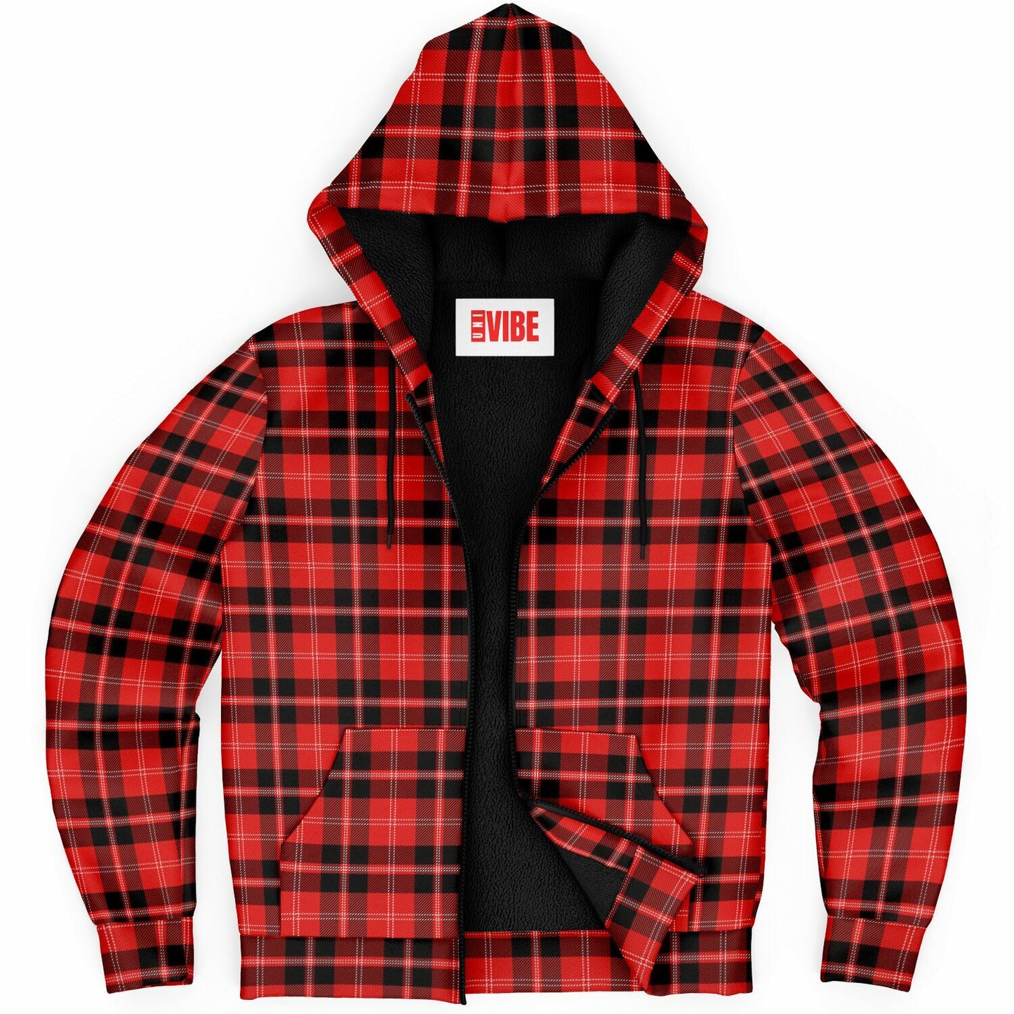 Microfleece Zip-Up Hoodie - Buffalo Plaid
