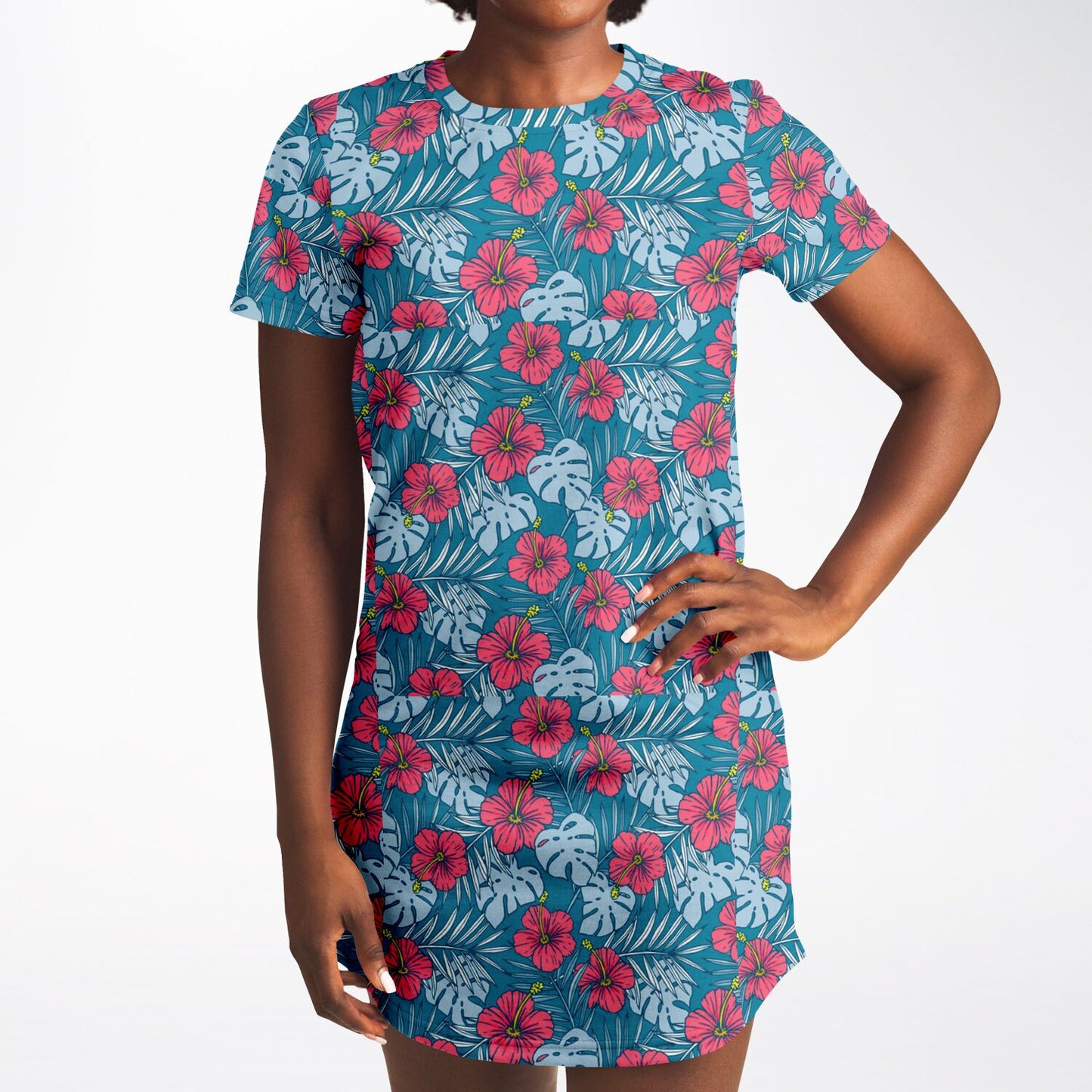 Women's T-Shirt Dress - Blue Rose