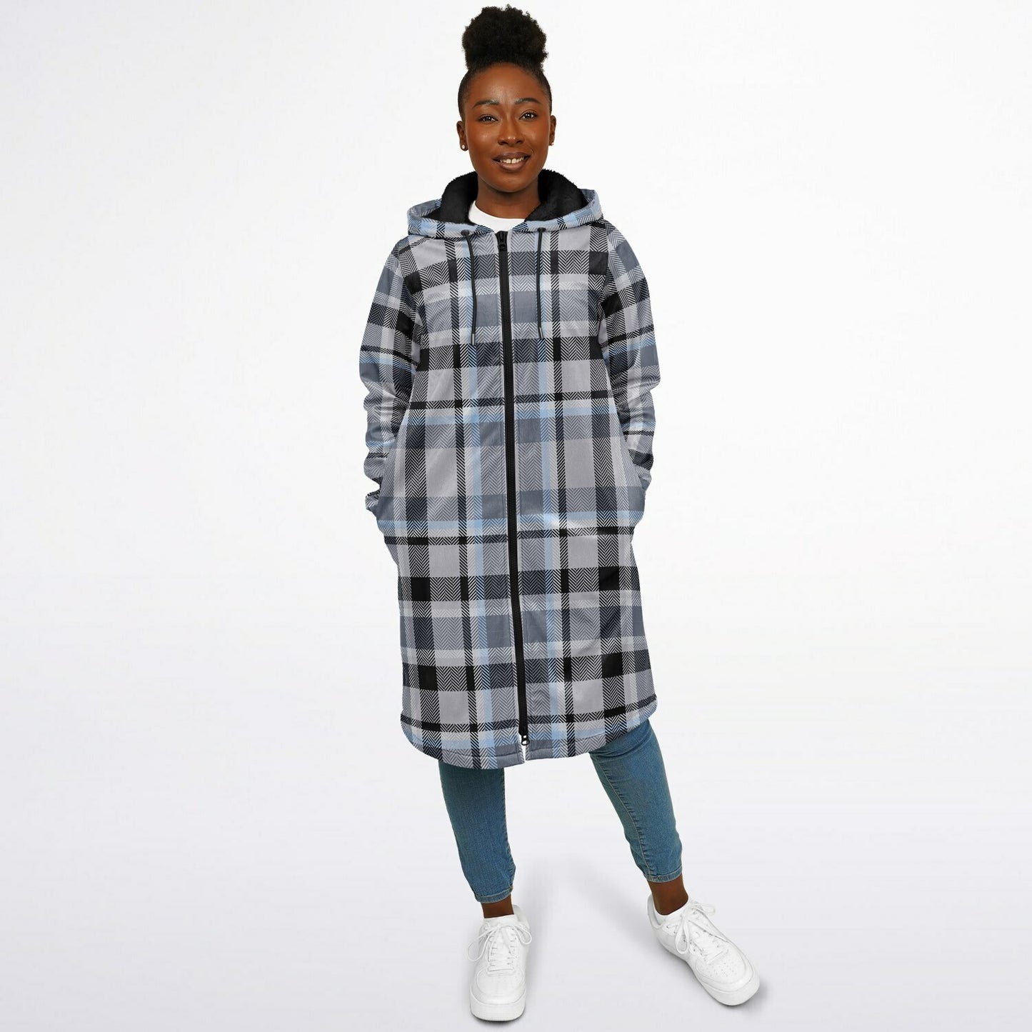 Zipper Cloak - Grey Tartan