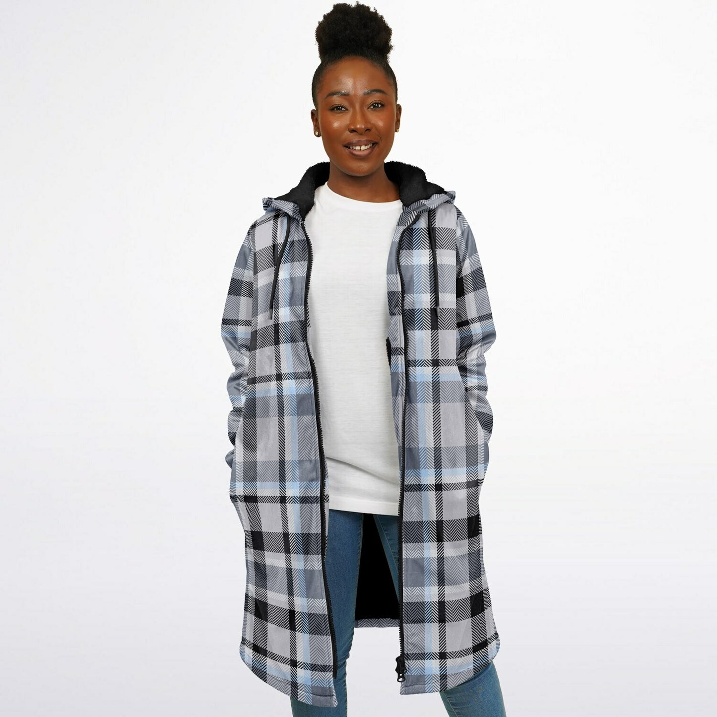 Zipper Cloak - Grey Tartan