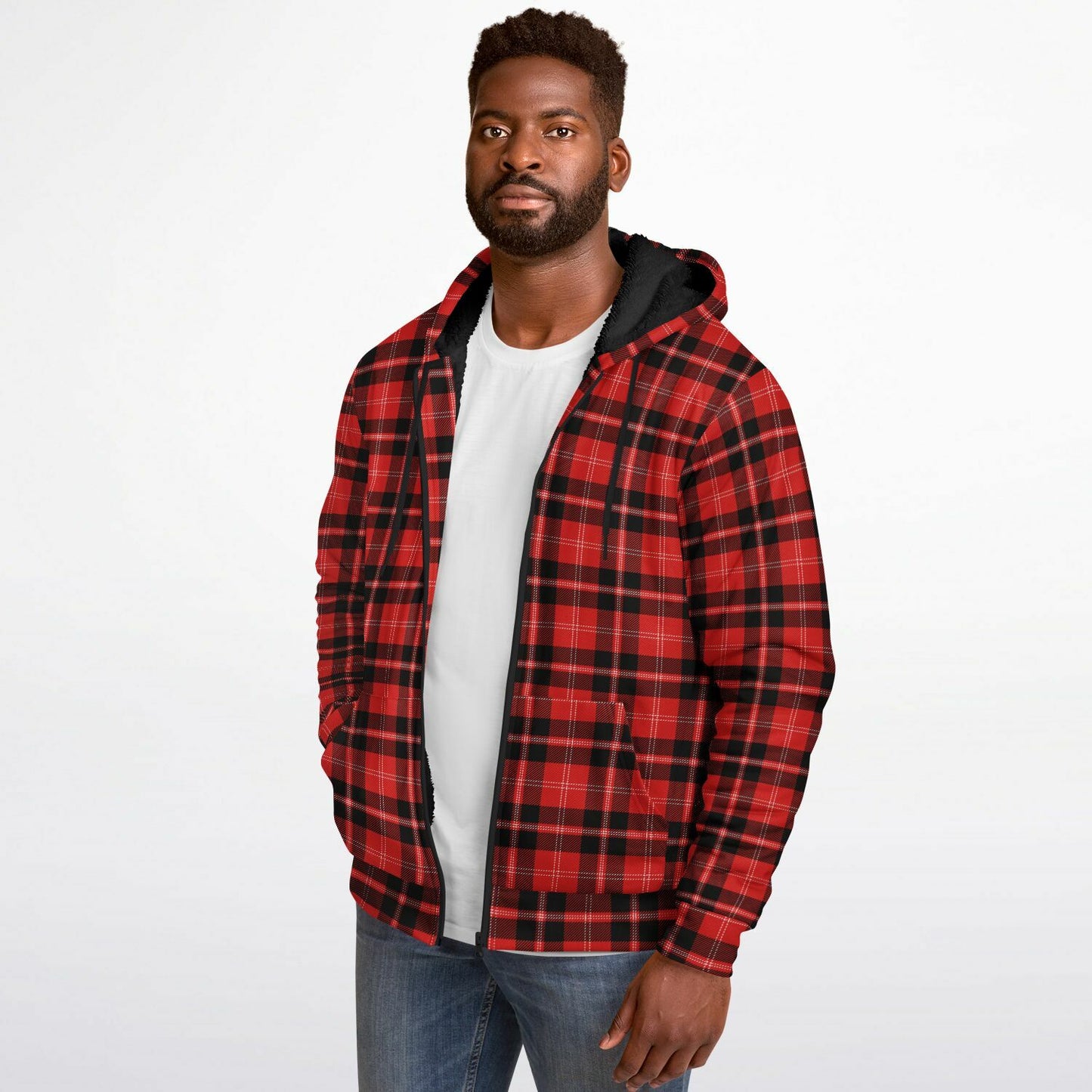 Microfleece Zip-Up Hoodie - Buffalo Plaid