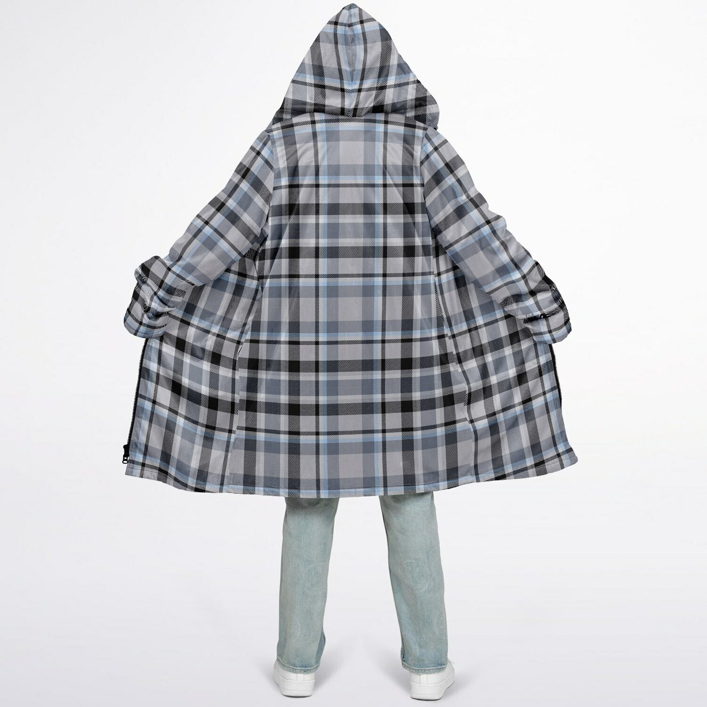 Zipper Cloak - Grey Plaid