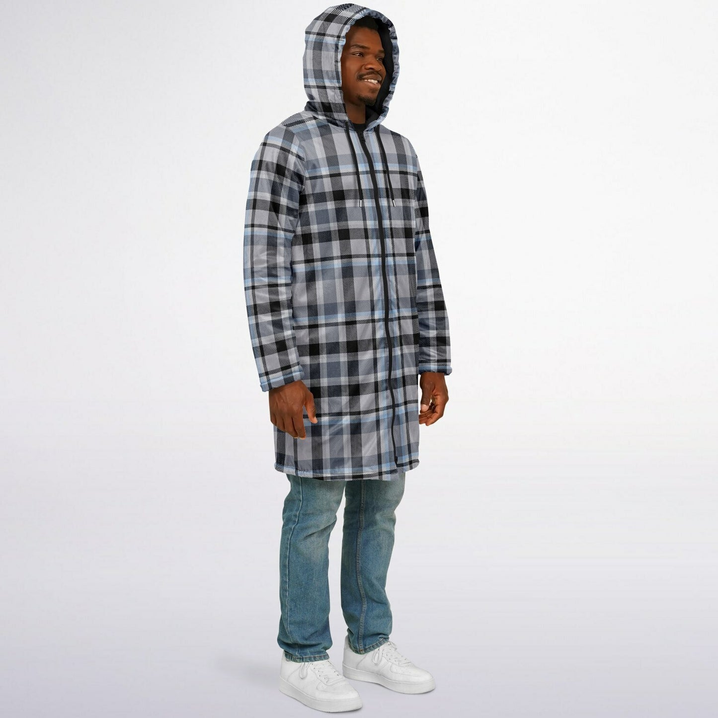 Zipper Cloak - Grey Plaid