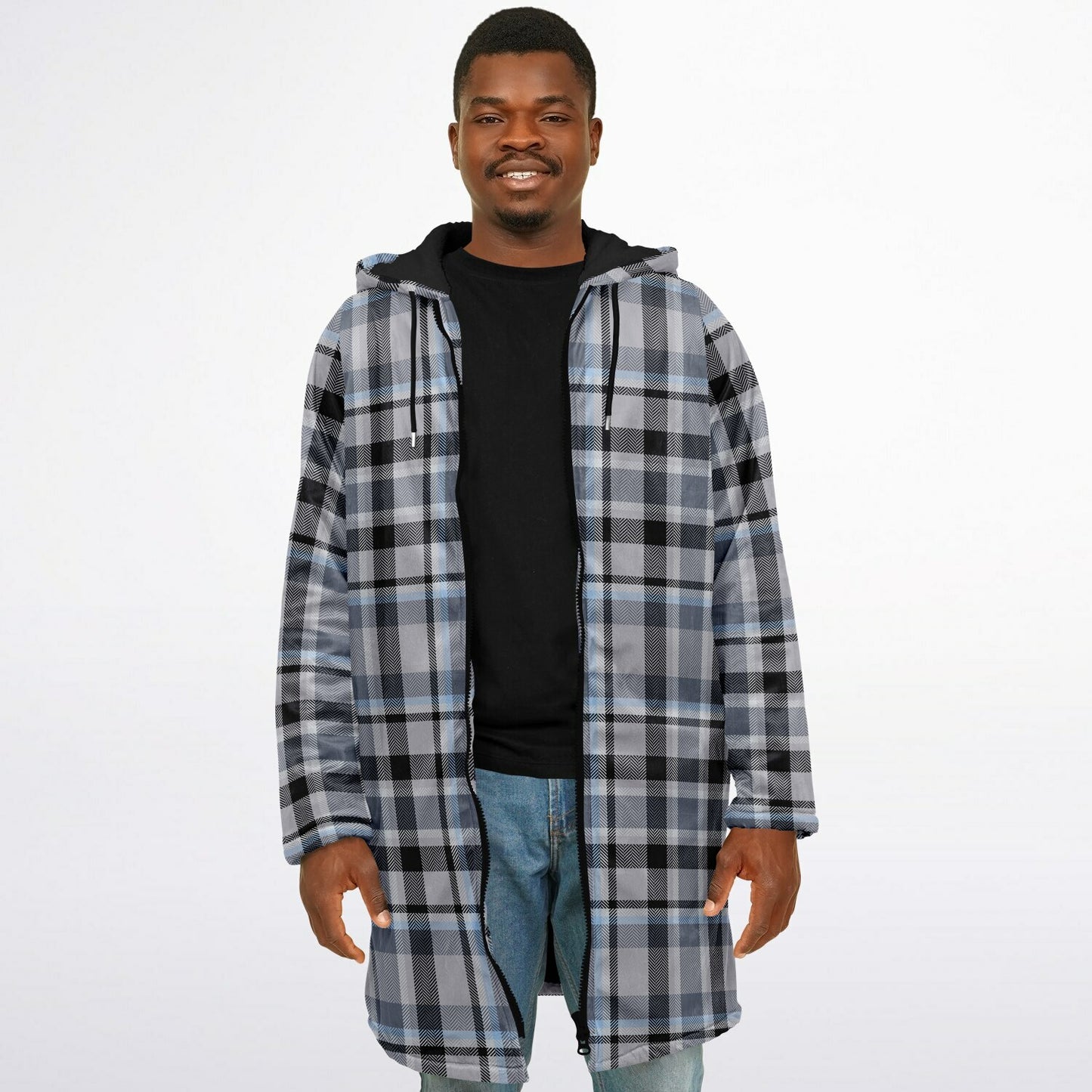 Zipper Cloak - Grey Plaid