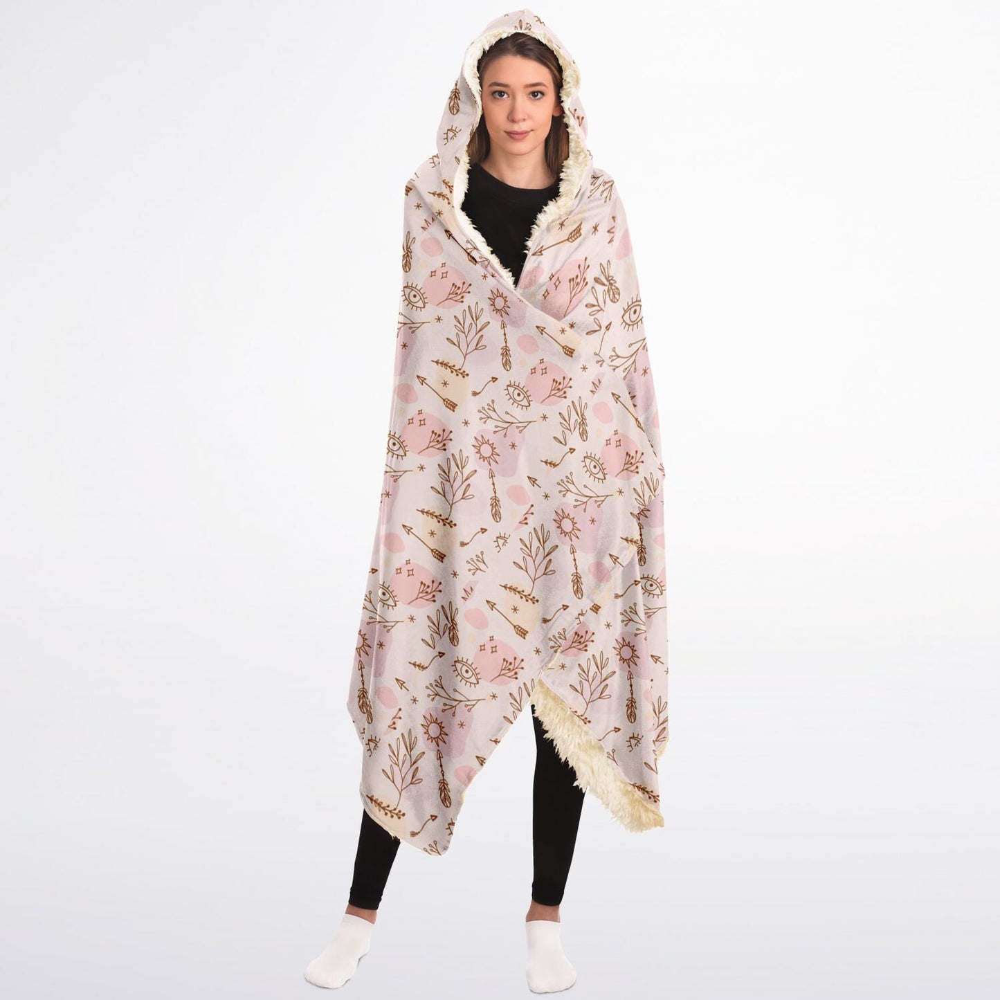 Sherpa-Lined Hooded Blanket - Free Spirit Etch