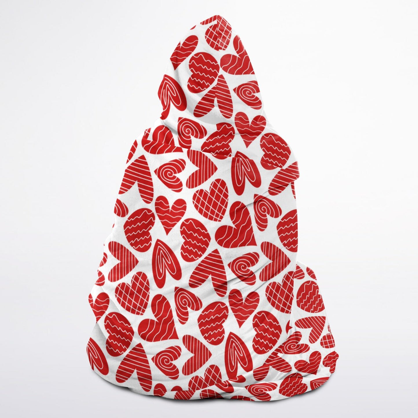 Microfleece-Lined Hooded Blanket - Hearty Hearts