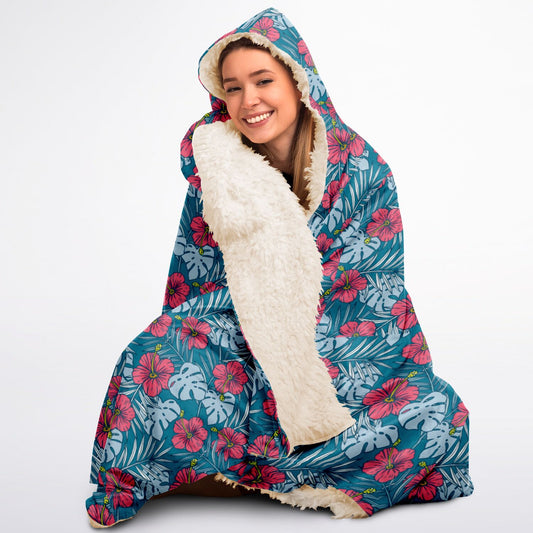 Sherpa-Lined Hooded Blanket - Flora Muse