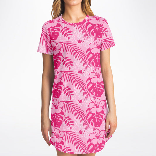 Women's T-Shirt Dress - Pink Rose