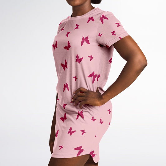 Women's T-Shirt Dress - Butterfly Blush