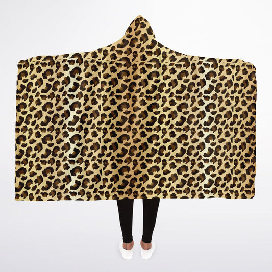 Sherpa-Lined Hooded Blanket - Leopard Skin