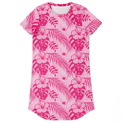 Women's T-Shirt Dress - Pink Rose