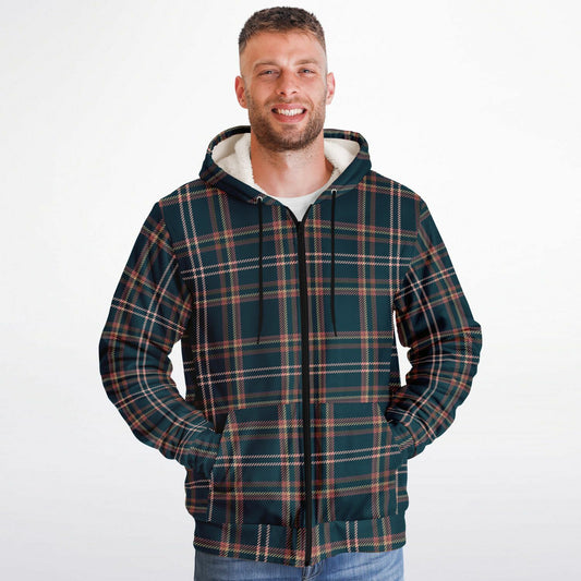 Microfleece Zip-Up Hoodie - Scottish Tartan