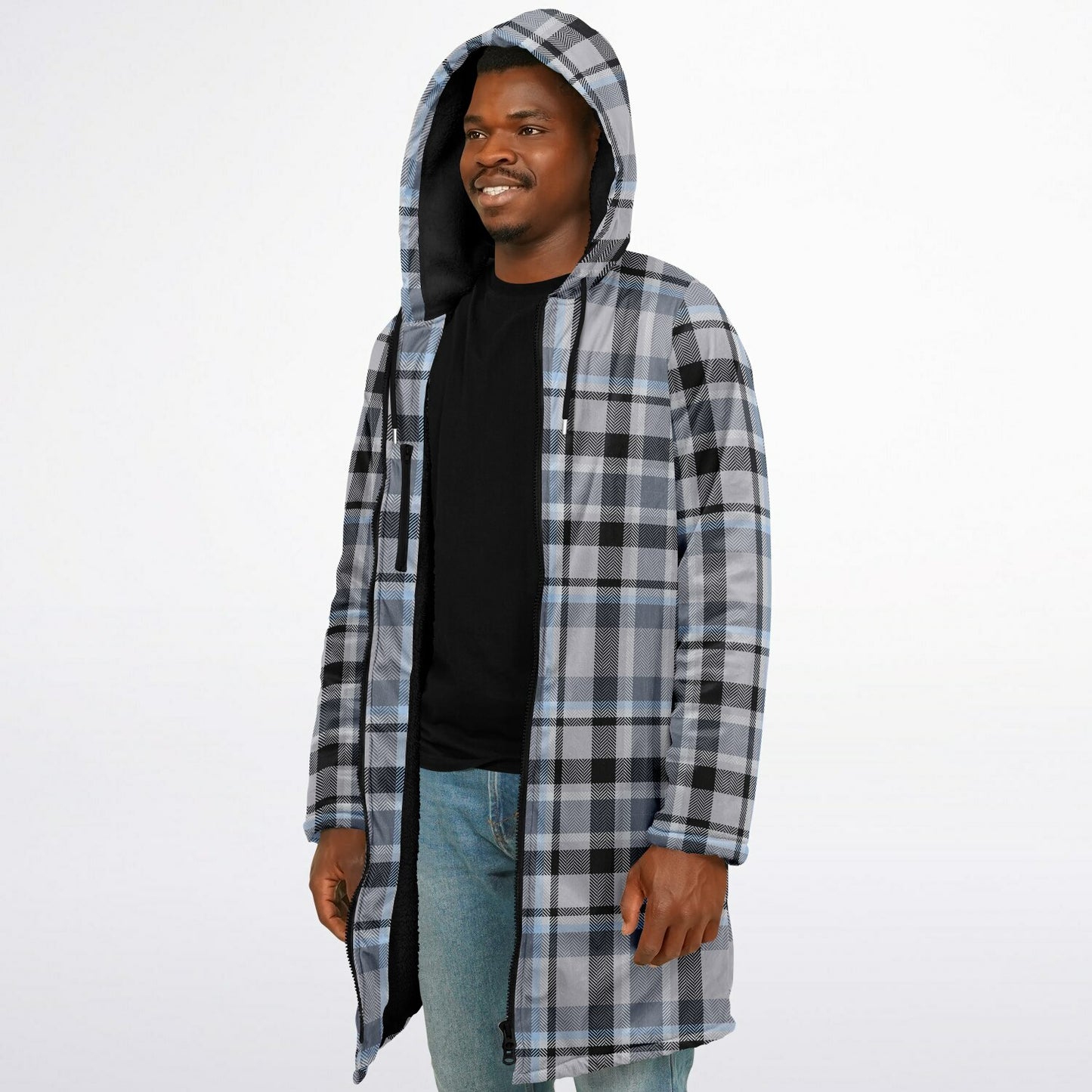 Zipper Cloak - Grey Plaid