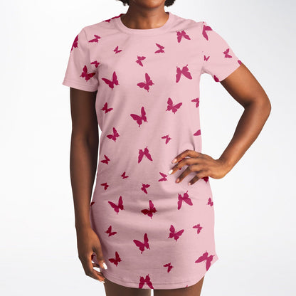 Women's T-Shirt Dress - Butterfly Blush