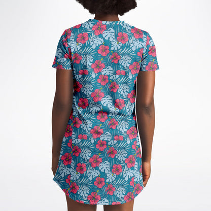 Women's T-Shirt Dress - Blue Rose