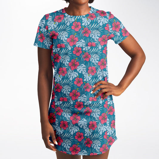 Women's T-Shirt Dress - Blue Rose