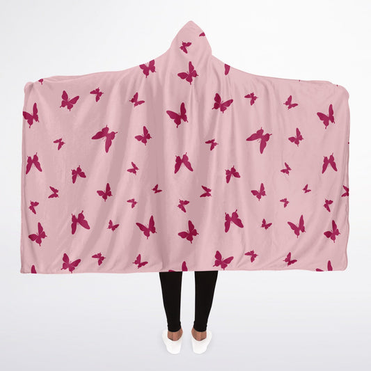 Microfleece-Lined Hooded Blanket - Blushing Butterfly