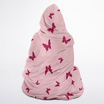 Microfleece-Lined Hooded Blanket - Blushing Butterfly