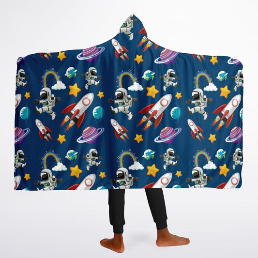 Microfleece-Lined Hooded Blanket - Space Adventure
