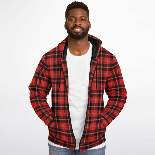 Microfleece Zip-Up Hoodie - Buffalo Plaid