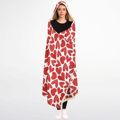 Microfleece-Lined Hooded Blanket - Hearty Hearts