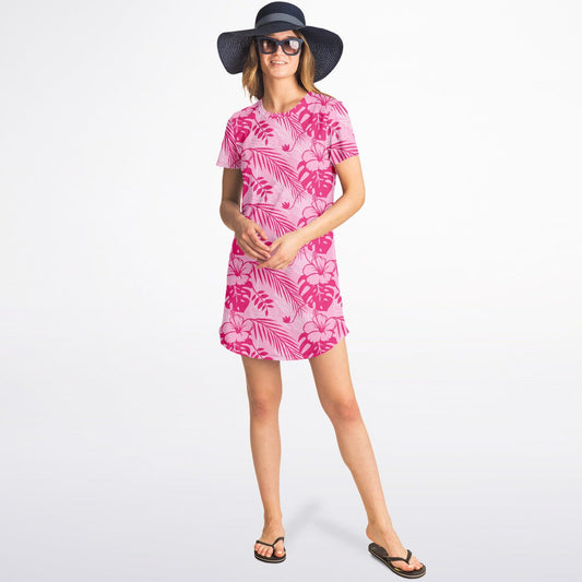Women's T-Shirt Dress - Pink Rose
