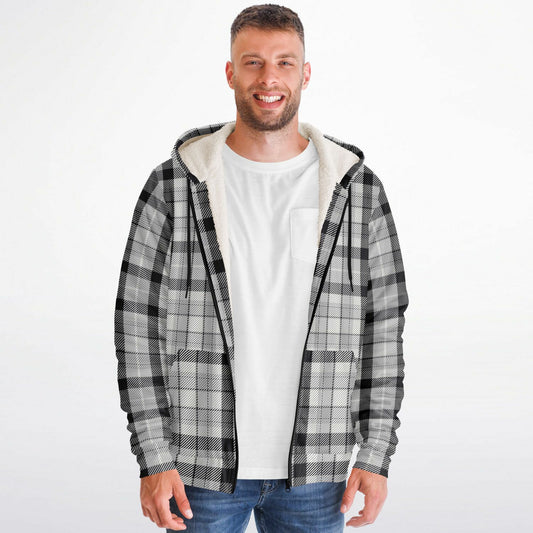 Microfleece Zip-Up Hoodie - Grey Plaid