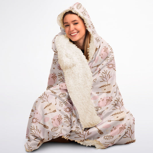 Sherpa-Lined Hooded Blanket - Free Spirit Etch