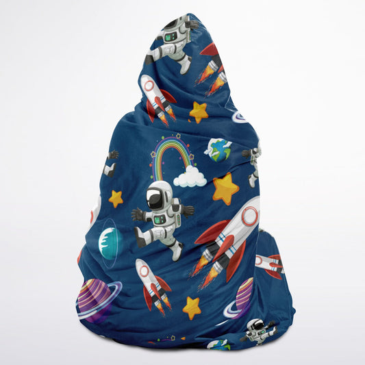 Microfleece-Lined Hooded Blanket - Space Adventure