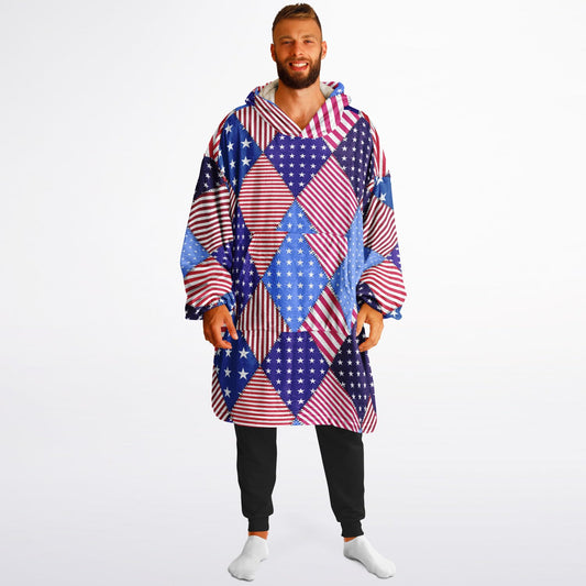 Essential Snug Hoodie - U.S.A Flag Patchwork