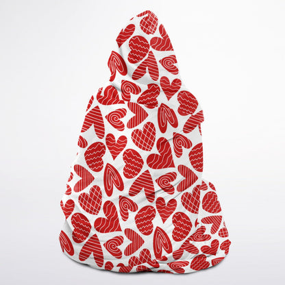 Microfleece-Lined Hooded Blanket - Hearty Hearts
