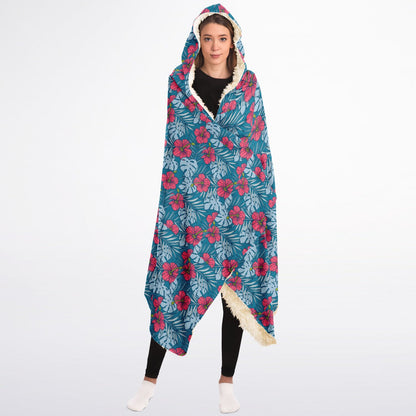 Sherpa-Lined Hooded Blanket - Flora Muse